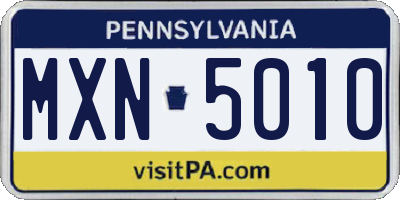 PA license plate MXN5010