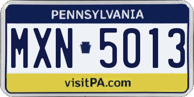 PA license plate MXN5013