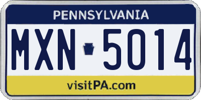 PA license plate MXN5014