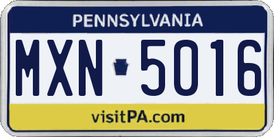 PA license plate MXN5016