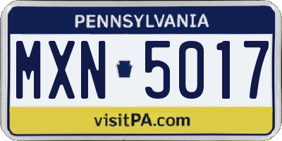 PA license plate MXN5017