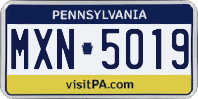 PA license plate MXN5019
