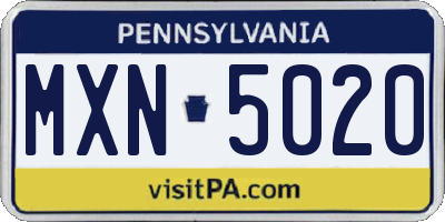 PA license plate MXN5020