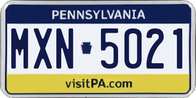 PA license plate MXN5021