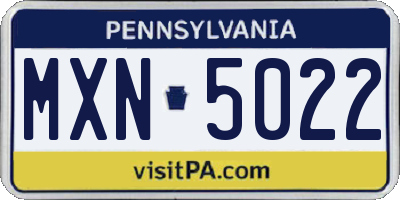 PA license plate MXN5022