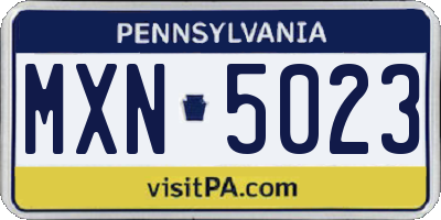 PA license plate MXN5023