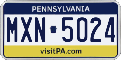PA license plate MXN5024