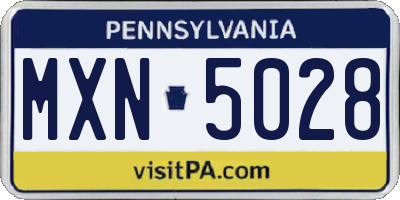 PA license plate MXN5028