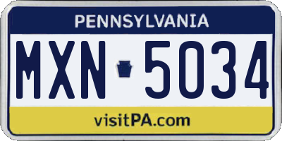 PA license plate MXN5034