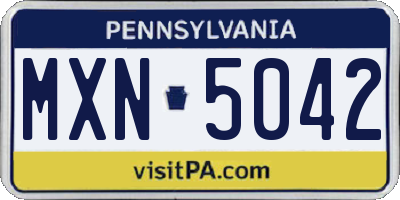 PA license plate MXN5042