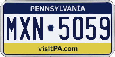 PA license plate MXN5059