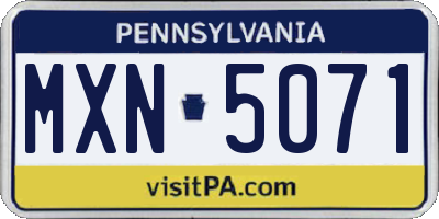 PA license plate MXN5071