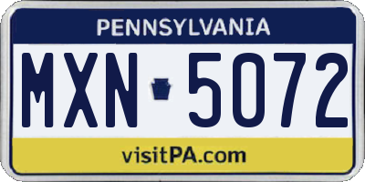 PA license plate MXN5072