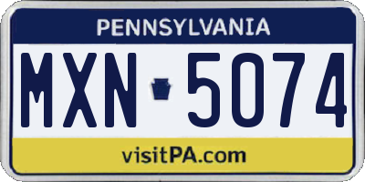 PA license plate MXN5074