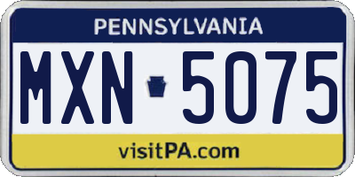 PA license plate MXN5075