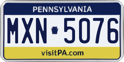 PA license plate MXN5076