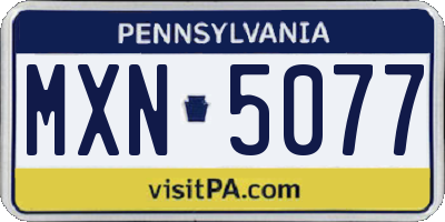 PA license plate MXN5077
