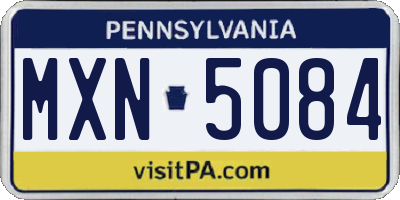 PA license plate MXN5084