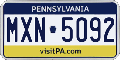 PA license plate MXN5092