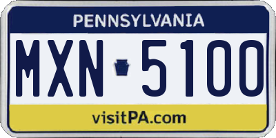 PA license plate MXN5100