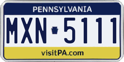 PA license plate MXN5111