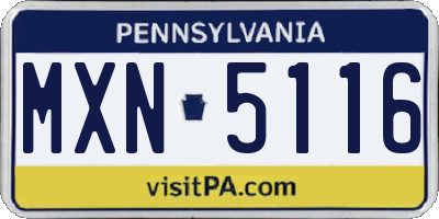 PA license plate MXN5116