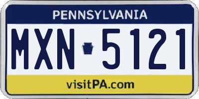 PA license plate MXN5121