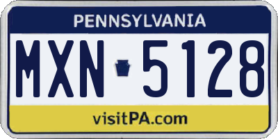 PA license plate MXN5128