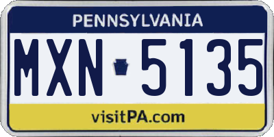 PA license plate MXN5135