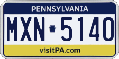 PA license plate MXN5140