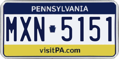 PA license plate MXN5151