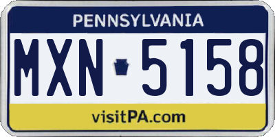 PA license plate MXN5158
