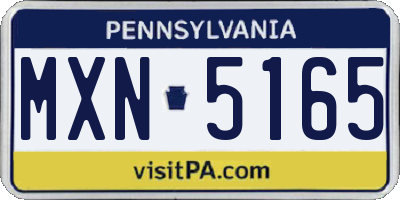 PA license plate MXN5165