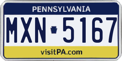 PA license plate MXN5167