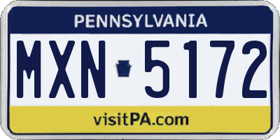 PA license plate MXN5172