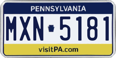 PA license plate MXN5181