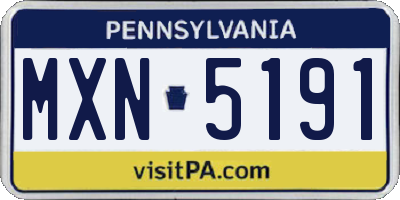 PA license plate MXN5191