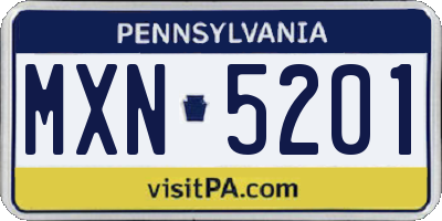 PA license plate MXN5201
