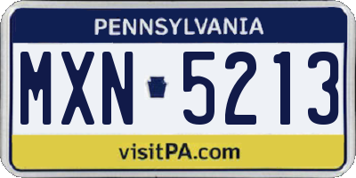 PA license plate MXN5213