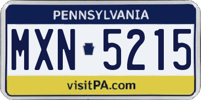 PA license plate MXN5215