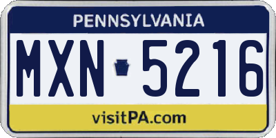 PA license plate MXN5216