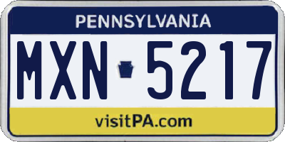 PA license plate MXN5217