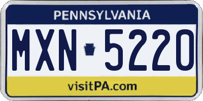 PA license plate MXN5220