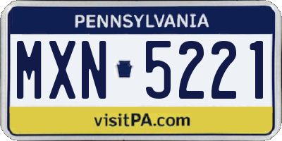 PA license plate MXN5221
