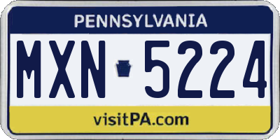 PA license plate MXN5224