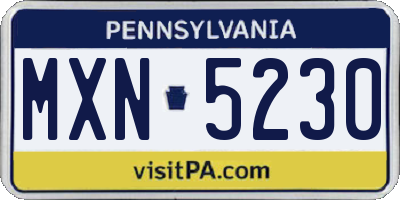 PA license plate MXN5230