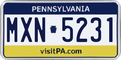 PA license plate MXN5231