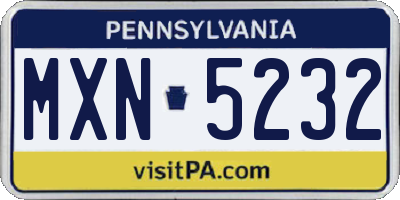 PA license plate MXN5232