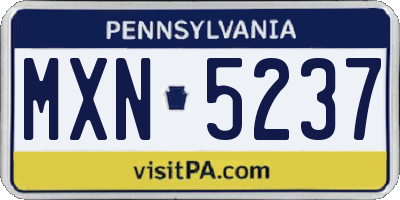 PA license plate MXN5237