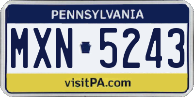 PA license plate MXN5243